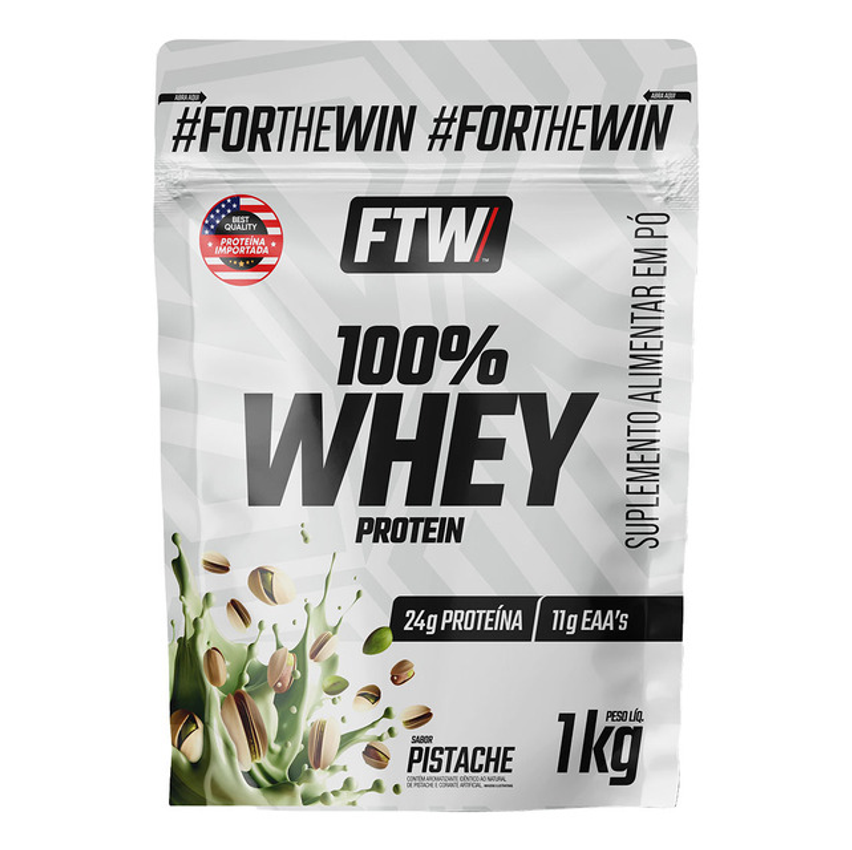 Whey Protein 100% Concentrado Refil 1kg Sabor Pistache - Ftw
