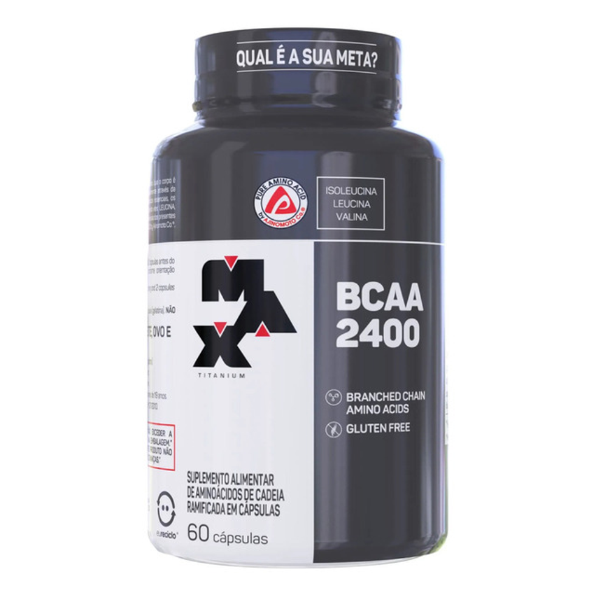 Bcaa 2400 Suplemento Treino Aminoacidos Max Titanium 60 Caps Sabor Natural