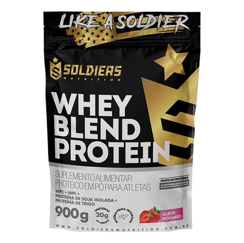 Whey Blend Protein Concentrado E Isolado 900g Sabor Morango Soldiers Nutrition
