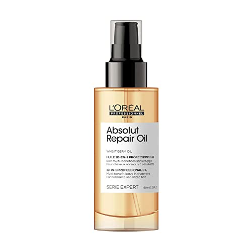 L'Oréal Professionnel Óleo 10 em 1 Absolut Repair, Multi-benefícios para cabelos secos e danificados, Repara e Promove Brilho, Com Gold Quinoa e Proteínas, 90ml