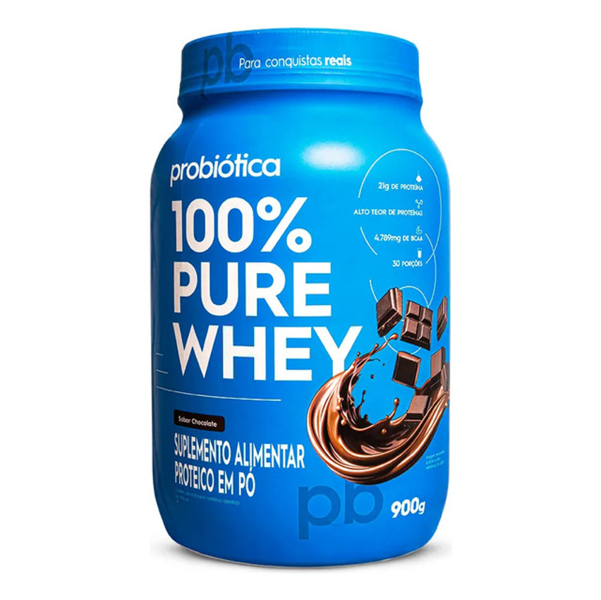 Suplemento Em Pó Probiótica 100% Pure Whey Sabor Chocolate Pote De 900g