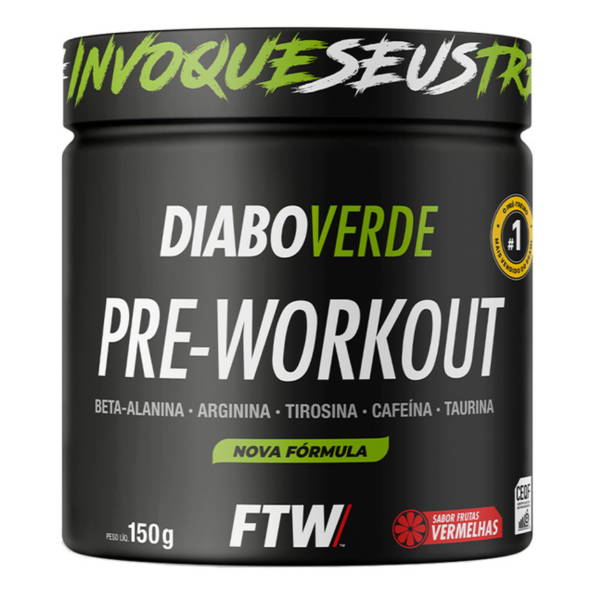 Suplemento Em Pó Pre Treino Pre Workout Pote 150g Sabor Frutas Vermelhas Ftw - Diabo Verde