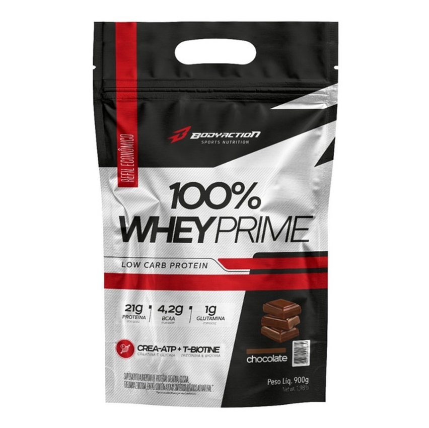 Bodyaction 100% Whey Protein Concentrado Prime Refil Low Carb Creatina Sabor Chocolate