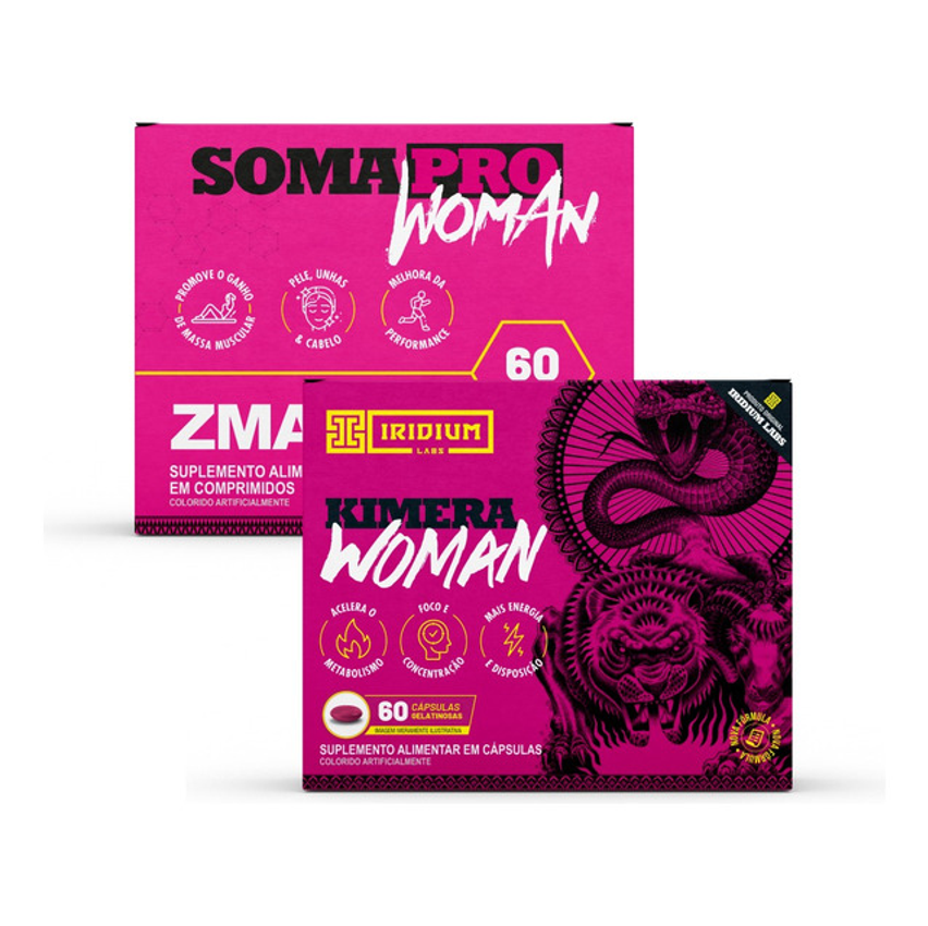 Kit Feminino Kimera Woman + Soma Pro Woman Zma Pré Hormonal Sabor Sem Sabor
