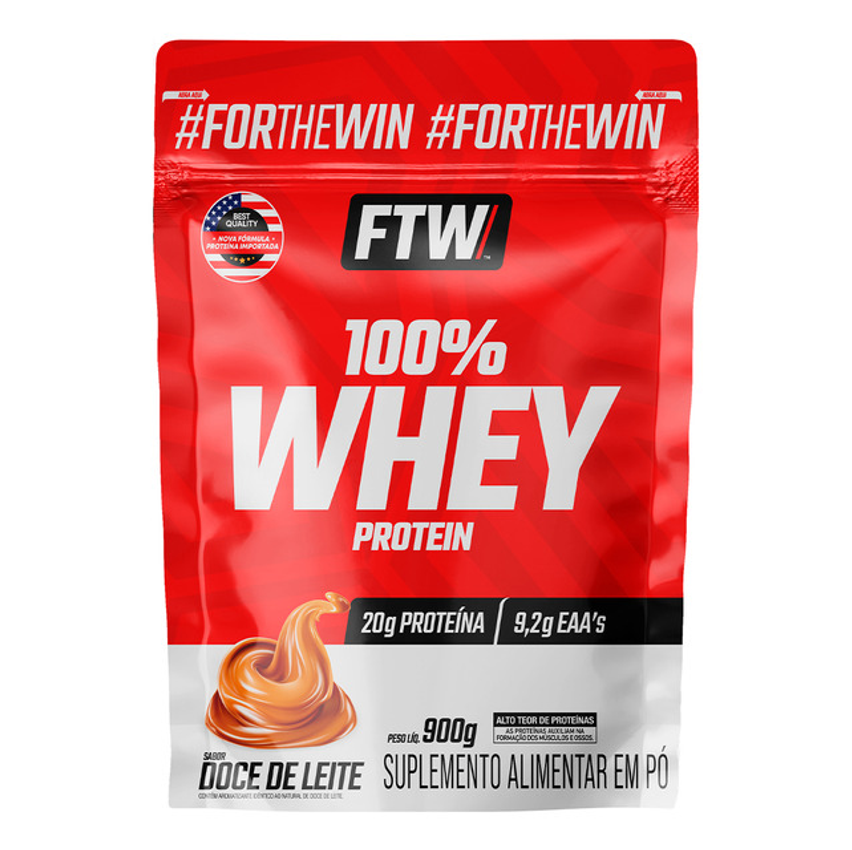 Whey Protein 100% Concentrado Refil 900g Sabor Doce De Leite - Ftw