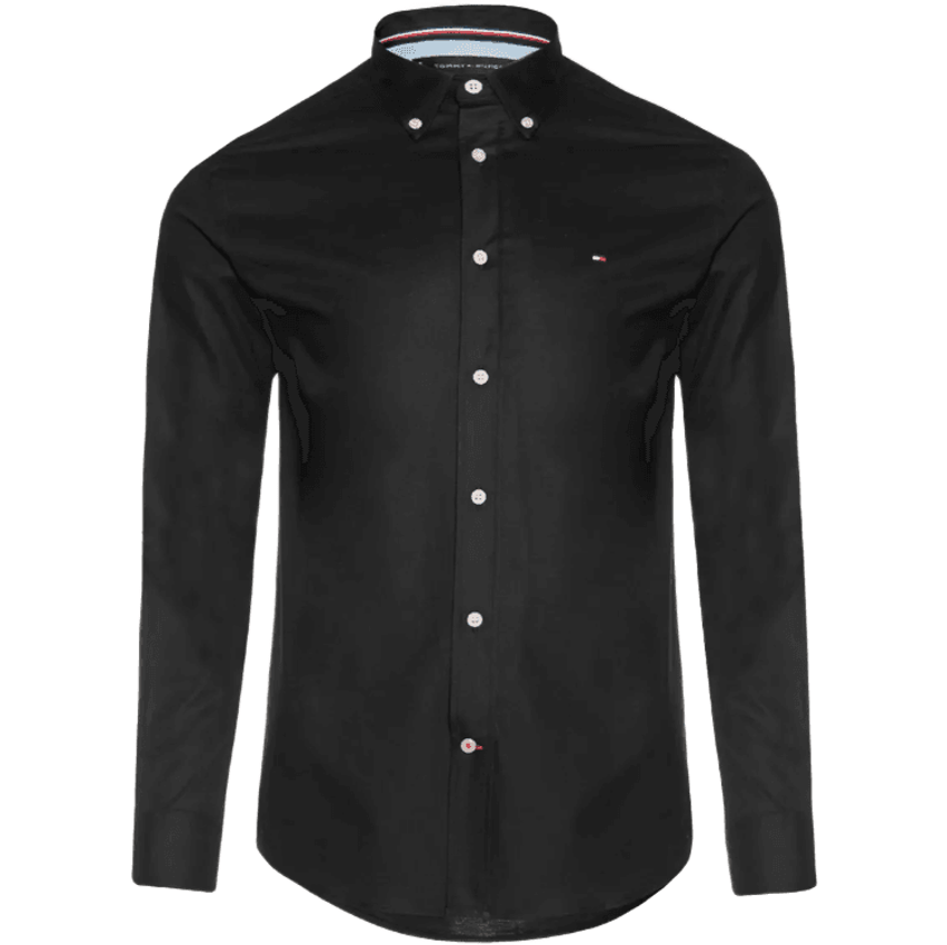 Camisa Tommy Hilfiger Regular Fit Classic Collar Preta