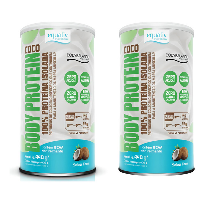 Kit 2 Body Protein Proteína Isolada Colágeno Hidrolisado Sabor Coco 440g