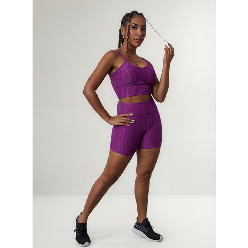 Conjunto Feminino Shorts E Top Bolha Premium Moda Fitness