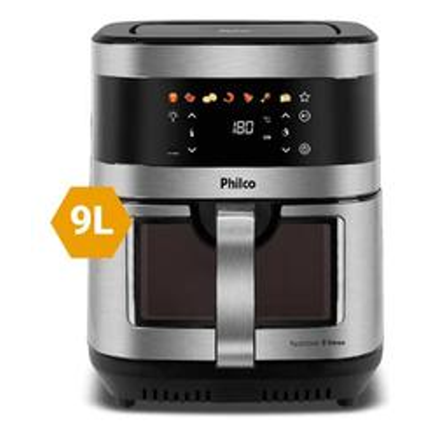 Air Fryer Philco 9L Visor Glass Painel Digital PAF90C