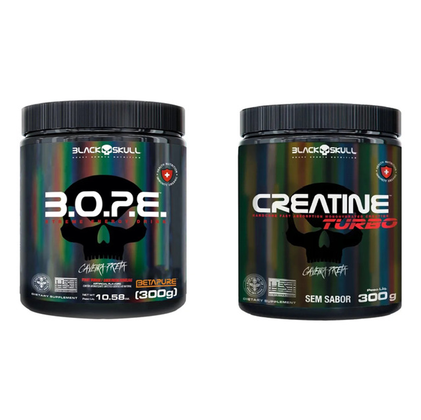 Kit Creatina Turbo 300g + Pré Treino 300g - Black Skull