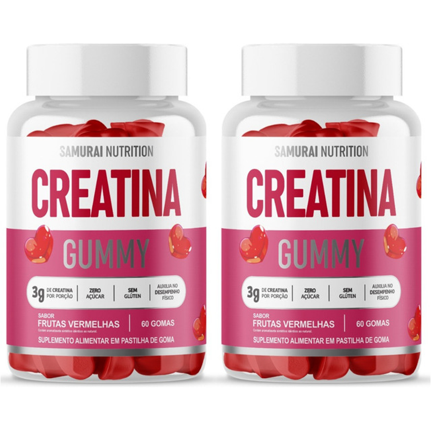 Kit 2x Creatina Gummy 60 Gomas Samurai Nutrition