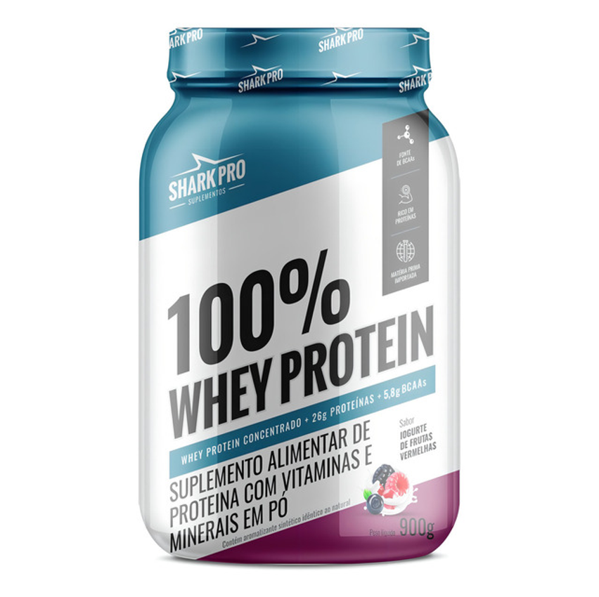 100% Whey Protein 900g Iogurte De Frutas Vermelhas Shark Pro