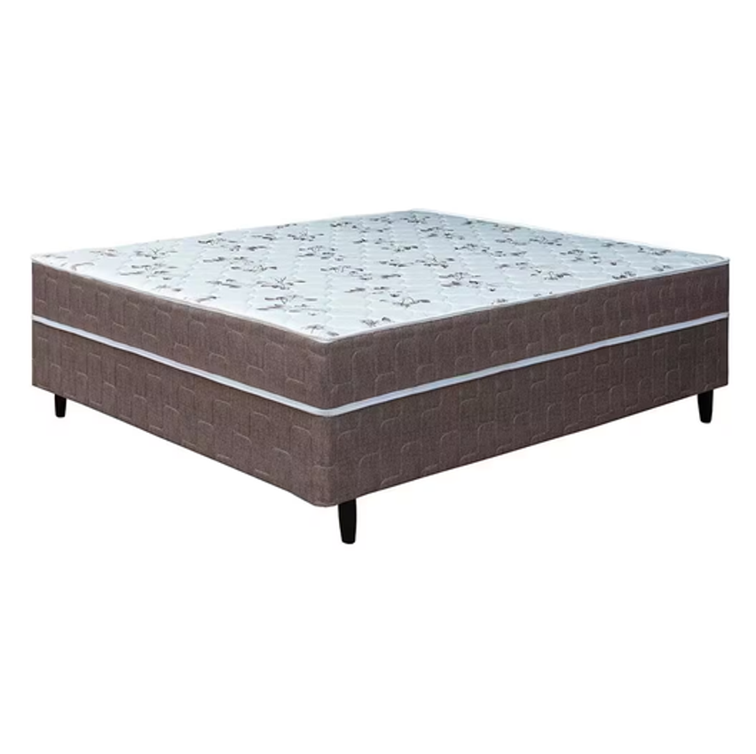 Cama Box Conjugada Casal Umaflex New Florença Com Molas Ensacadas 55x138x188cm - Marrom E Bege - Marrom E Bege