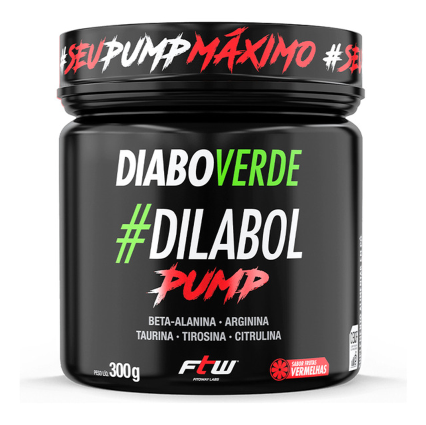 Dilabol Pump Pré Treino Pote 300g Sabor Frutas Vermelhas Diabo Verde - Ftw
