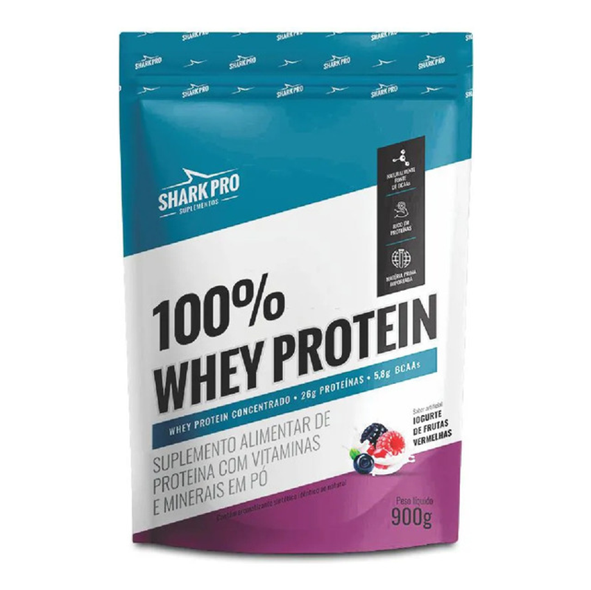 Whey Protein Shark Pro Refil 900g - Pó Nutricional/esportivo Sabor Frutas Vermelhas
