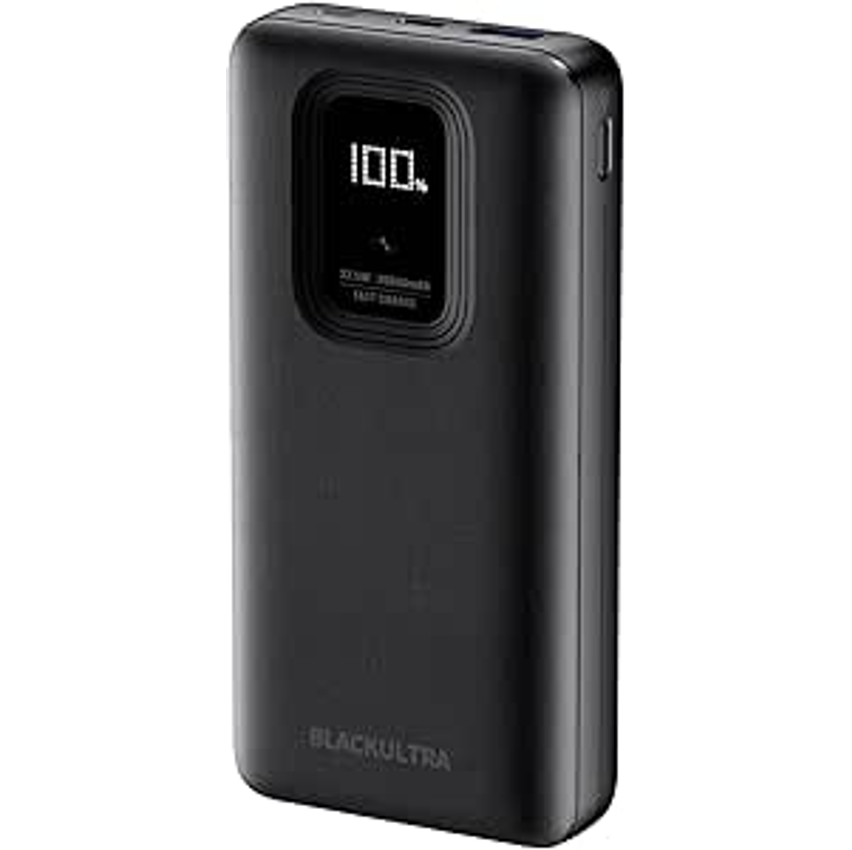 Power Bank, Carregador Portátil de 20000mAh com Carga Rápida, Múltiplas Portas, Led Indicador de Bateria, Design Leve e Proteção Inteligente para Dispositivos iOS e Android USB Type-C, Preto
