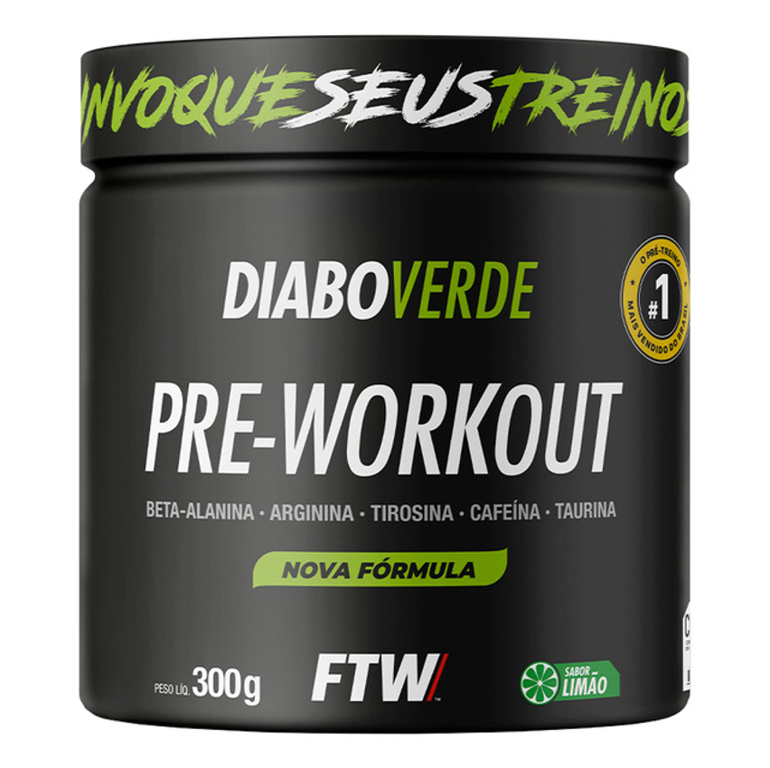 Suplemento Em Pó Pre Treino Pre Workout Pote 300g Sabor Limão Ftw - Diabo Verde