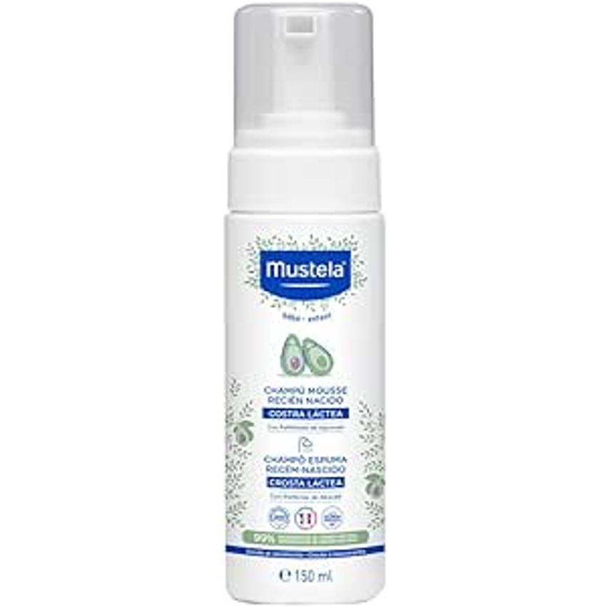 Mustela Shampoo Recém-Nascido 150 Ml - Xampu Textura Espuma Previne E Elimina A Crosta Láctea Dos Bebês - Vegano Feito Com 99% De Ingredientes De Origem Natural E Com Fórmula Biodegrável