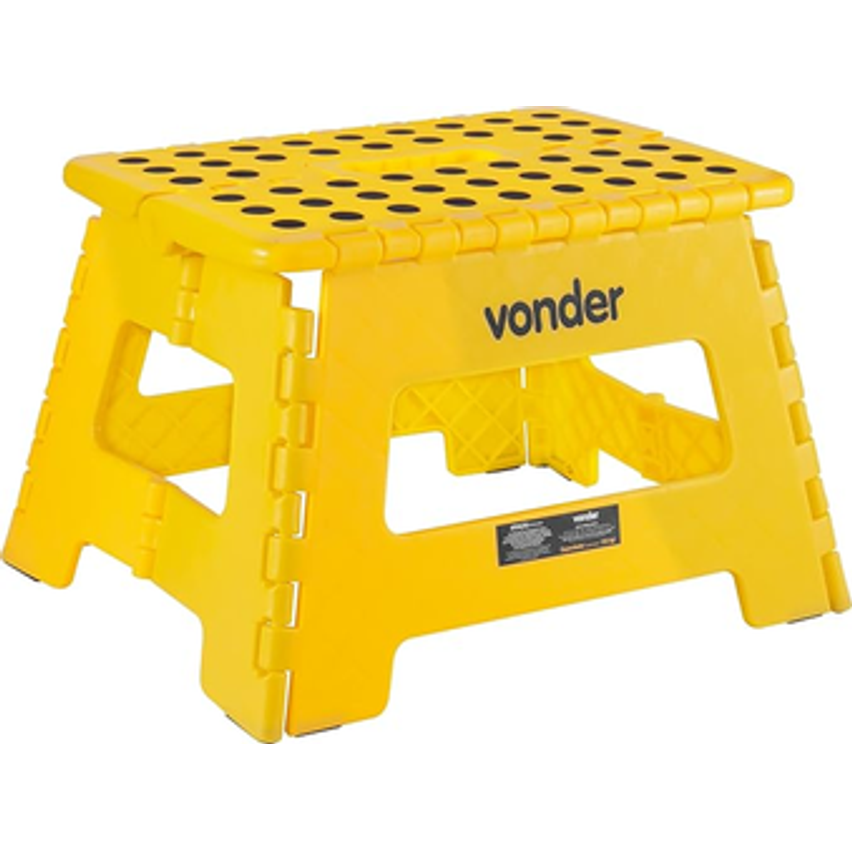 Vonder Banqueta Plástica Dobrável, Amarela, 22d X 35w X 28h Cm