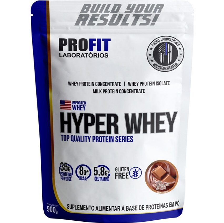 Suplemento Em Pó Profit Laboratórios Hyper Whey Proteínas Sabor Chocolate Em Refil De 900g