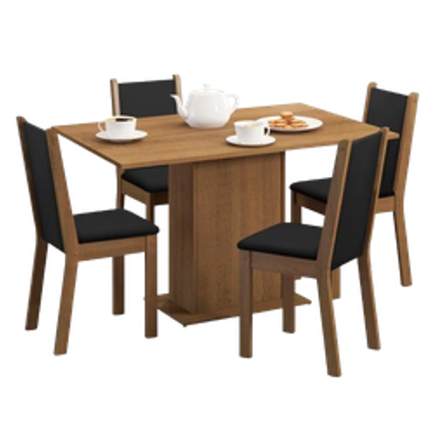 Conjunto Sala de Jantar Madesa Talita Mesa Tampo de Madeira com 4 Cadeiras - Marrom