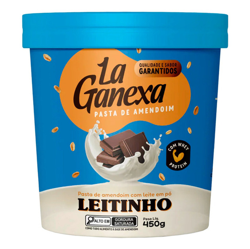 Pasta De Amendoim Integral Gourmet - Leitinho Com Whey - La Ganexa - 450g
