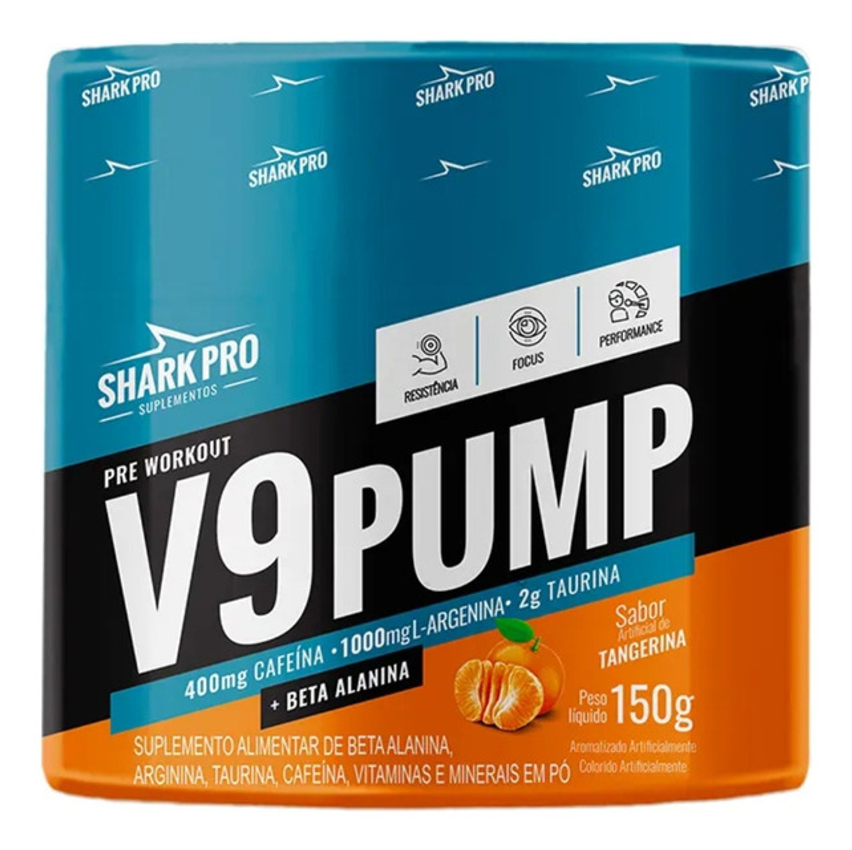 V9 Pump Pré Treino Pote 150g Shark Pro Sabor Tangerina