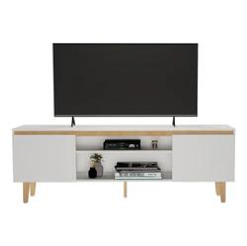 Rack Tv Sala Home Estante Organizador Multiuso White Madeira Cor Branco
