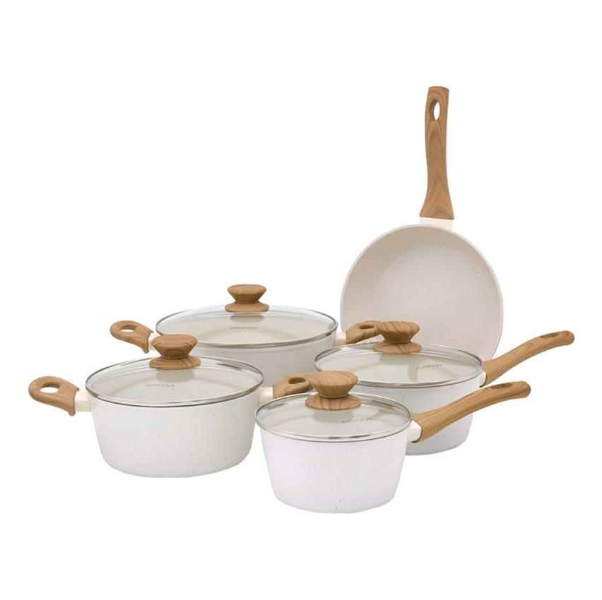 Jogo De Panelas De Cozinha Mimo Style Cook Style Marmol Com 5 Peças Mármol Branco