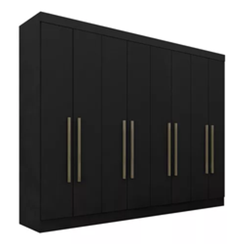 Guarda Roupa Casal 8 Portas Natasha Preto - M Arapongas Cor Preto Fosco
