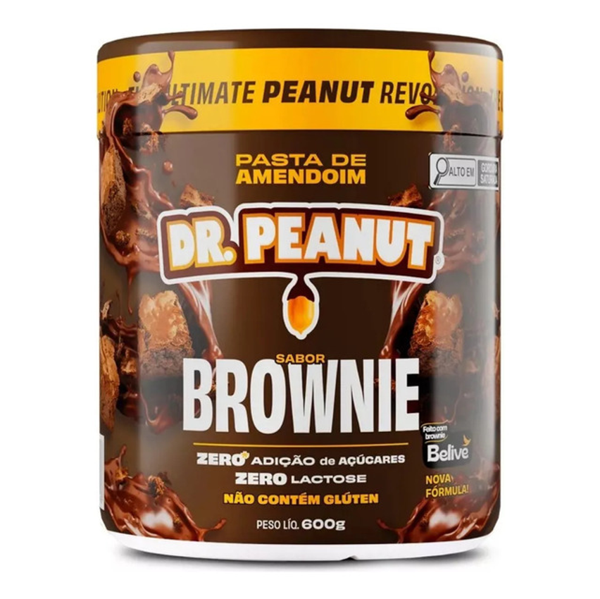 Pasta De Amendoim Com Whey Protein - 600g - Dr. Peanut Sabor Brownie