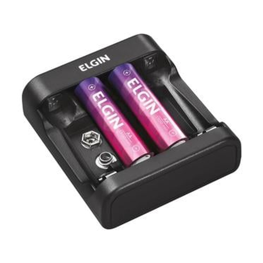 Carregador de Pilhas Elgin AA e AAA - com 2 Pilhas AA
