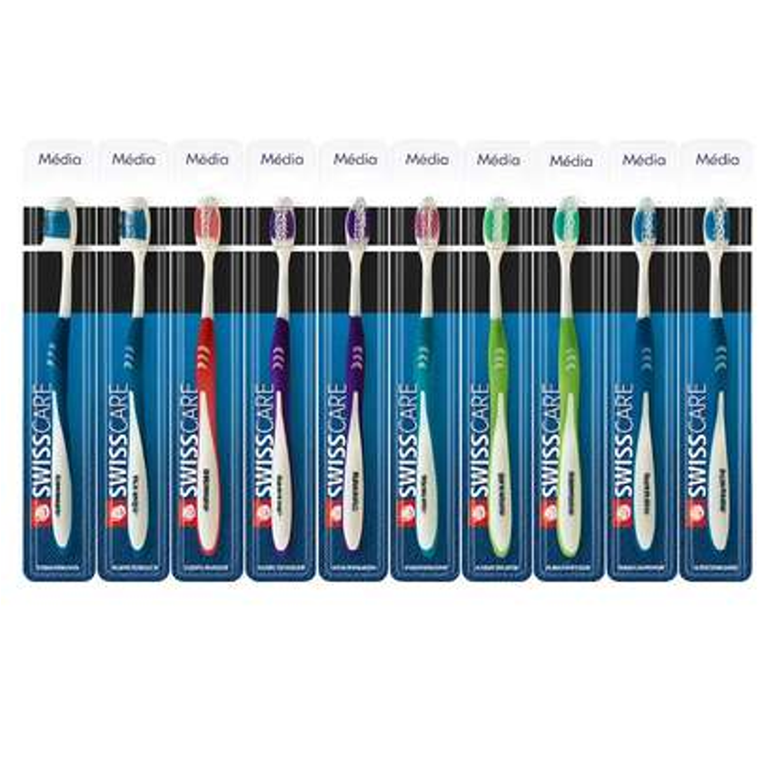 Kit 12 Escovas Dentes Adulto Individual Cerdas Macia Média
