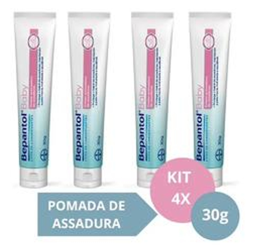 Kit com 4 Cremes Pomada de Assadura Proteção Delicada 30gr Cada Bepantol