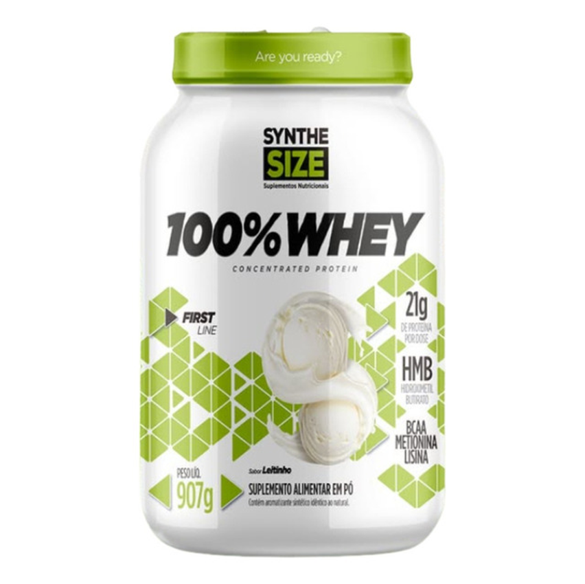 Whey Protein 100% Concentrado Synthesize Pote 900g Sabor Leitinho