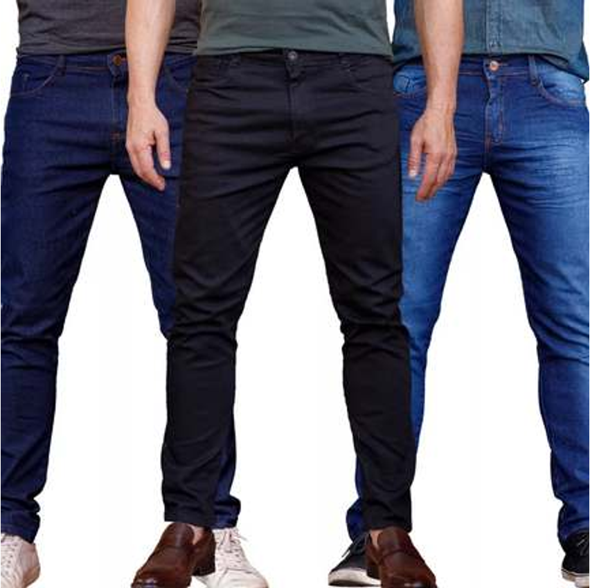 Kit 3 Calça Jeans Masculina Slim Confortavel Ajusta No Corpo