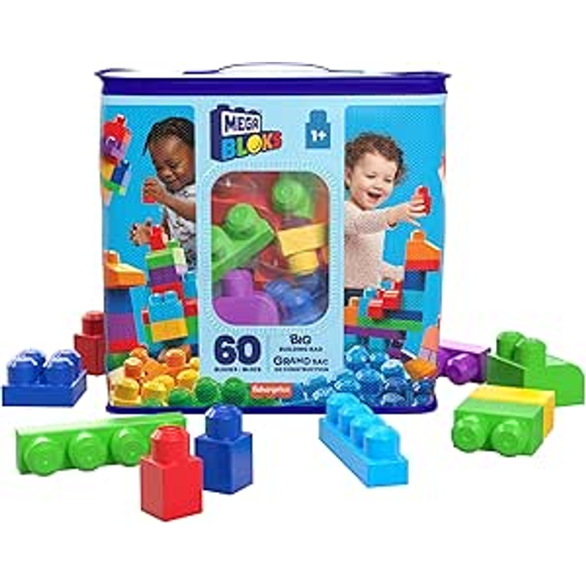 Mega Bloks Jogo de Construção Bolsa Clássica com 60 Blocos para crianças a partir de 1 ano