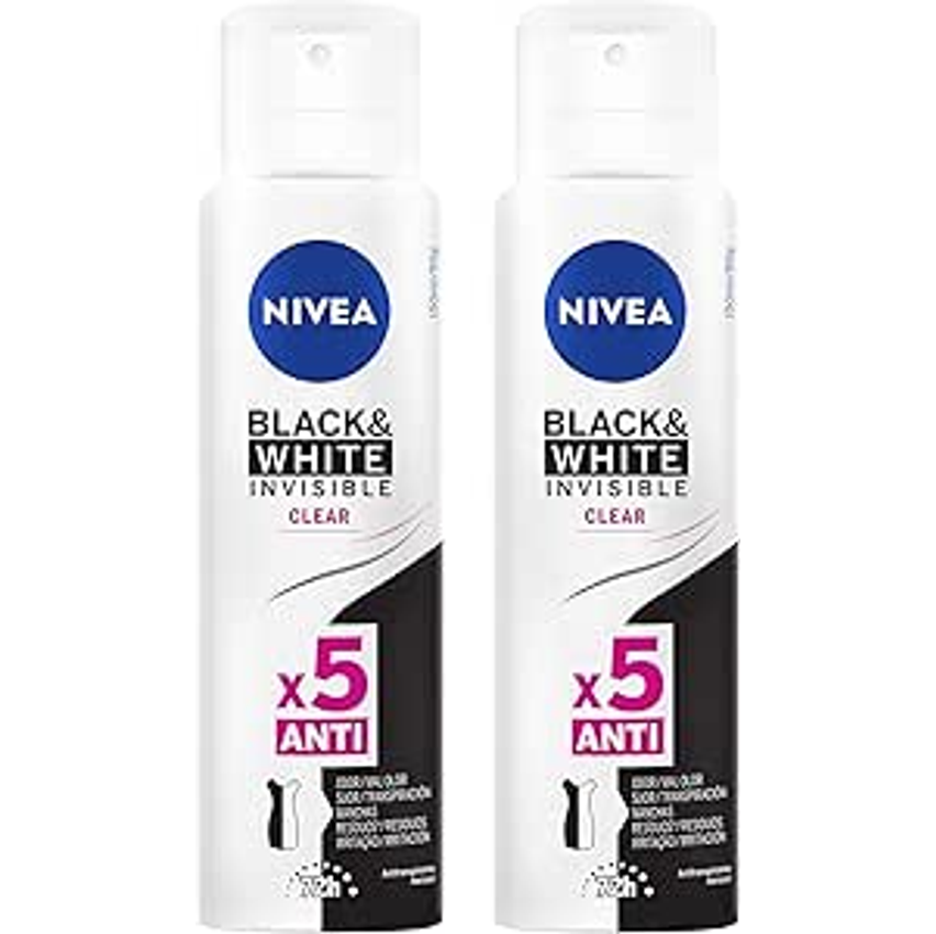 Kit Desodorante Aerossol Nivea Black & White Clear 150ml - 2 Unidades, Nivea, Pacote De 2