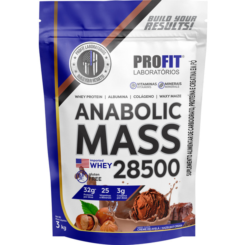 Hipercalórico Anabolic Mass 28500 Creme De Avelã 3kg Profit