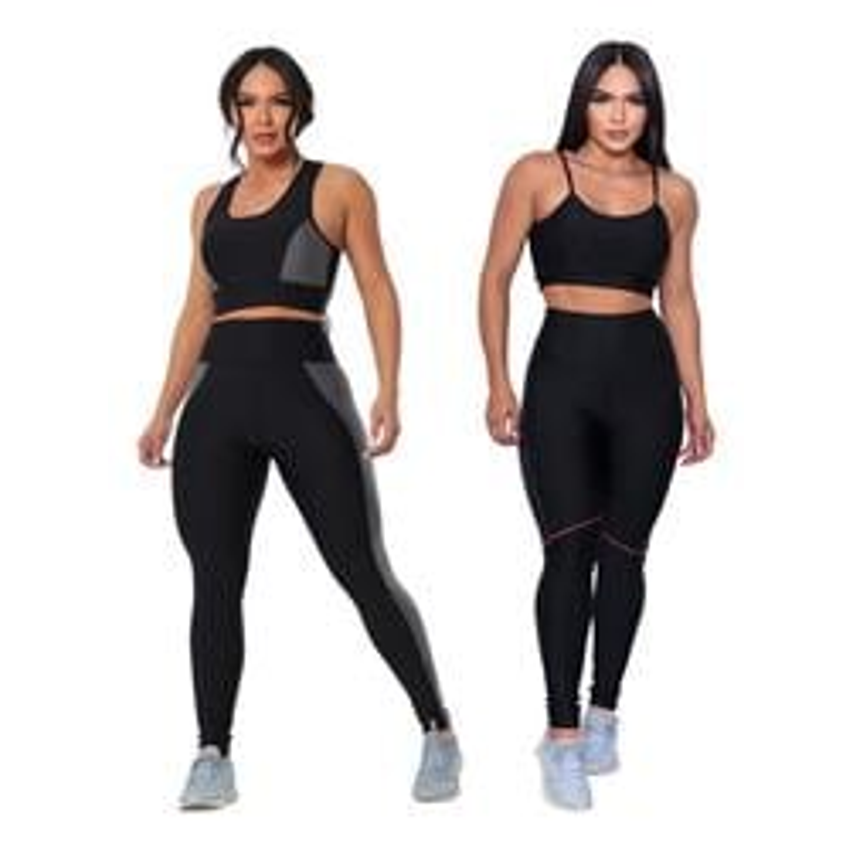 2 Conjuntos Fitness Feminino Zero Transparência Academia