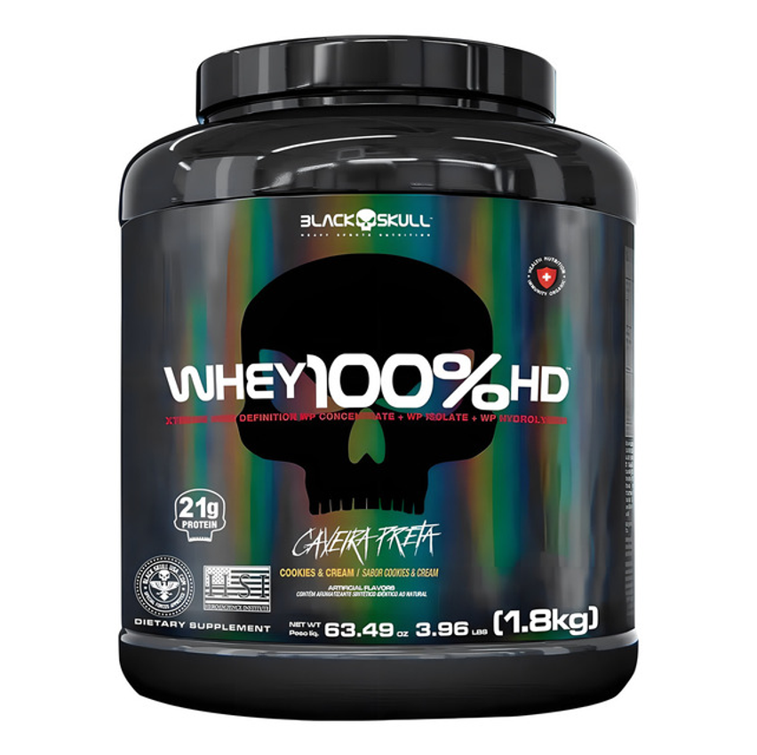 Whey 100% Hd Pote 1.8kg Cookies And Cream Black Skull