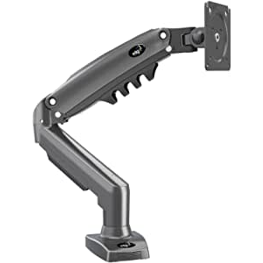 ELG, F80N, Suporte Ergonômico Articulado de Mesa com Pistão a Gás, Design Compacto e Retrátil para Monitores de 17'' a 35'', Suporta de 2kg a 9kg, Preto