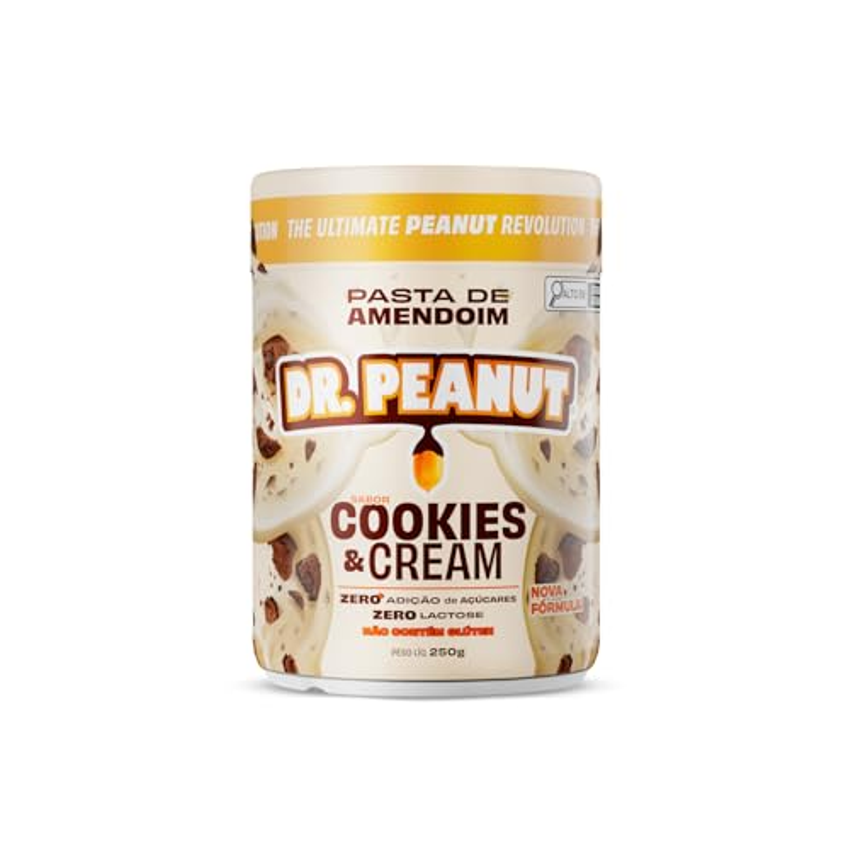 Pasta de Amendoim DR. Peanut Cookies and Cream 250G - Com Whey Protein