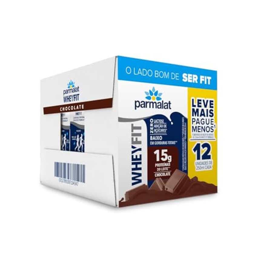 Parmalat WheyFit Pack Bebida Láctea Chocolate 15g de Proteína 250 Ml - 12 Unidades