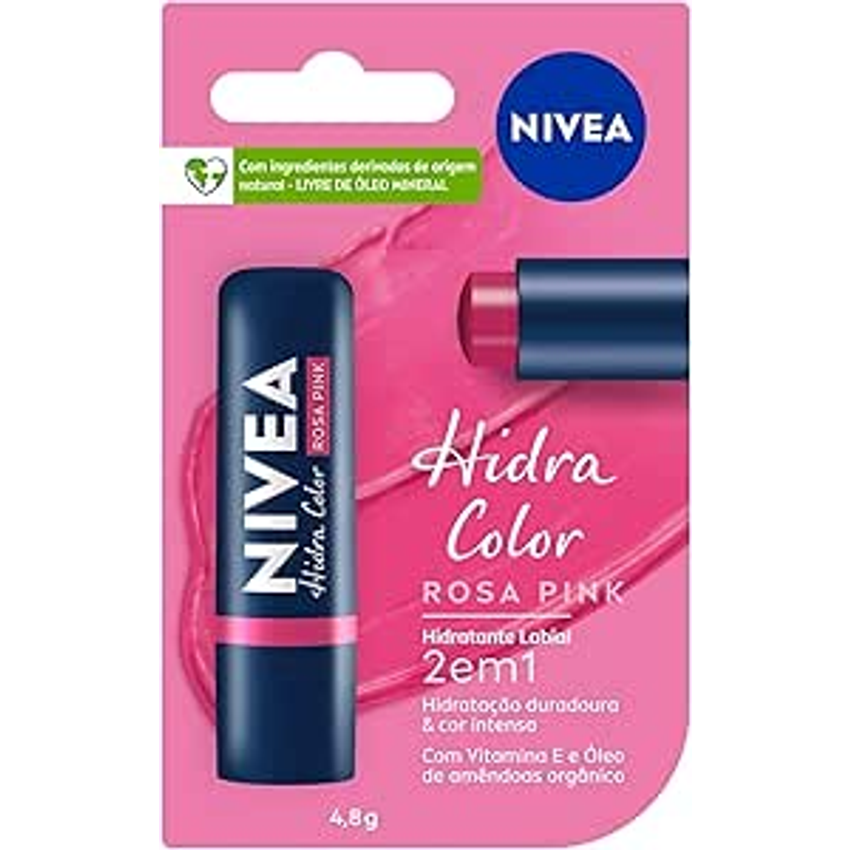NIVEA Hidratante Labial Hidra Color 2 em 1 Rosa Pink 4,8g