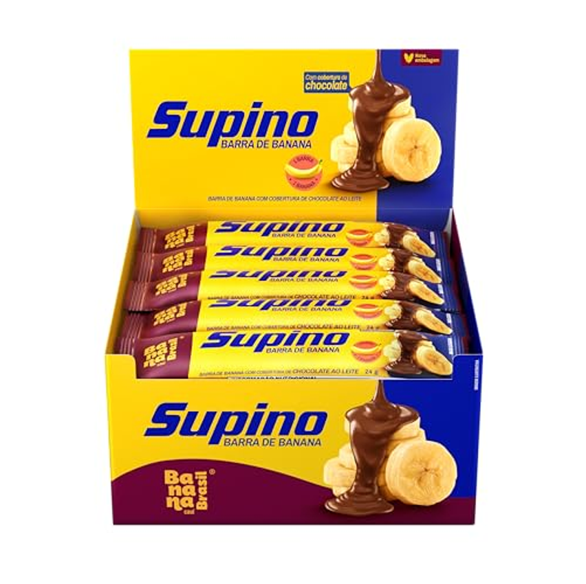 Banana Brasil Barra De Frutas Supino Original Banana Com Chocolate Ao Leite Com 20 Unidades De 24 G