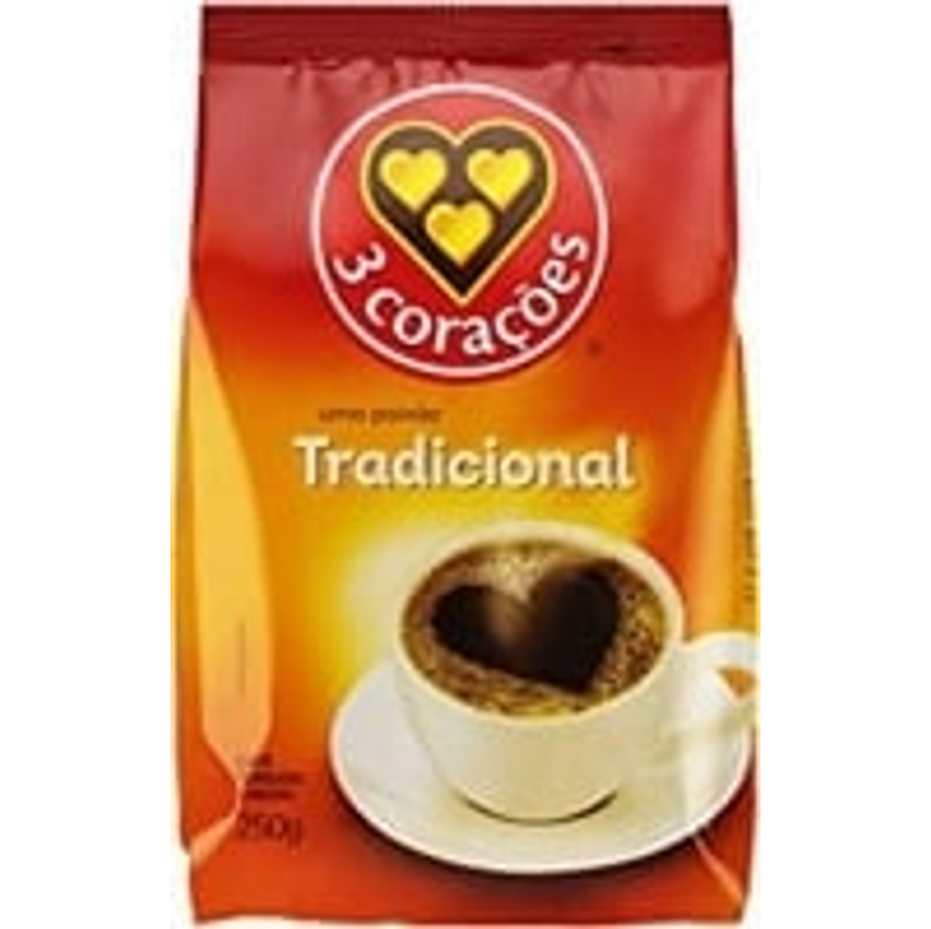 3 Corações Café Torrado E Moído Tradicional Pacote 250g