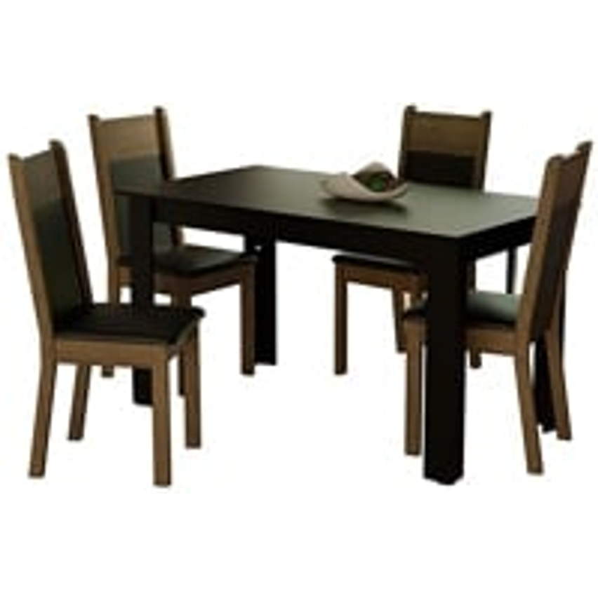Sala De Jantar Madesa Havana Mesa Tampo Madeira 4 Cadeiras Cor Preto/rustic Mdja040002d8pt