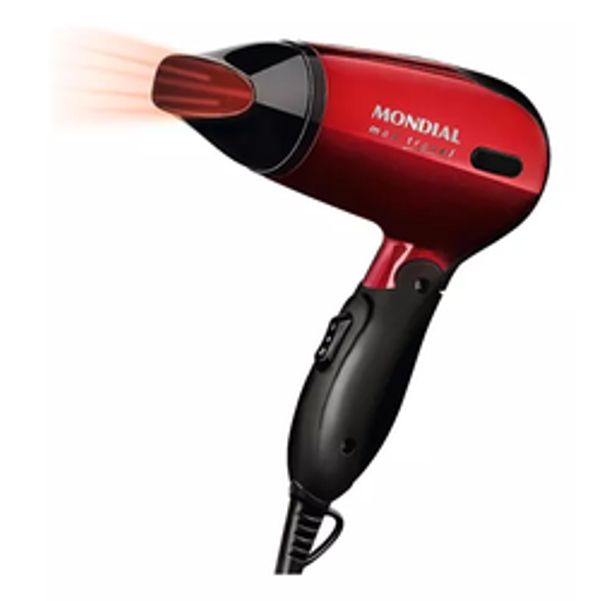 Secador De Cabelo Mondial Max Travel SC-10 1200W Bivolt Cor Vermelho/Preto 110V/220V