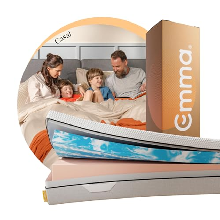 Colchão Casal Emma Duo Comfort – 10 anos de garantia, conforto de dupla face e suporte ideal para o seu corpo – 138x188cm.